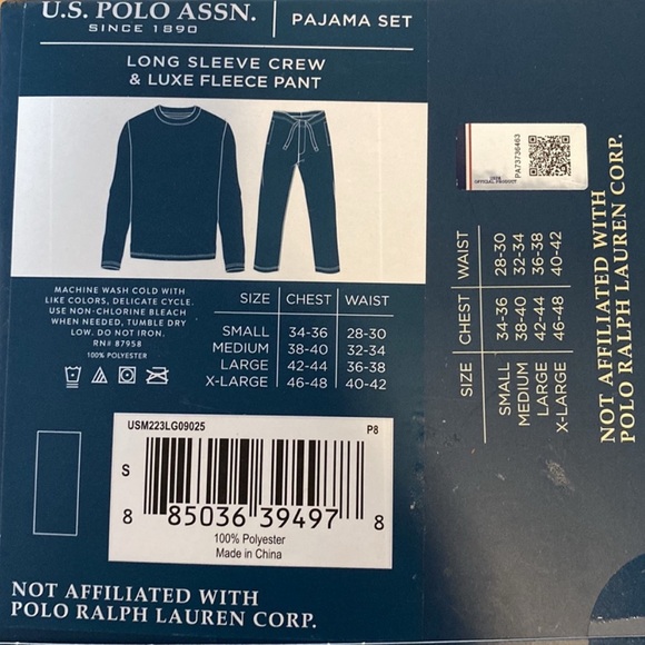 U.S. Pollo Assn - Men’s Thermal Pajama Set- NEW - Picture 8 of 8